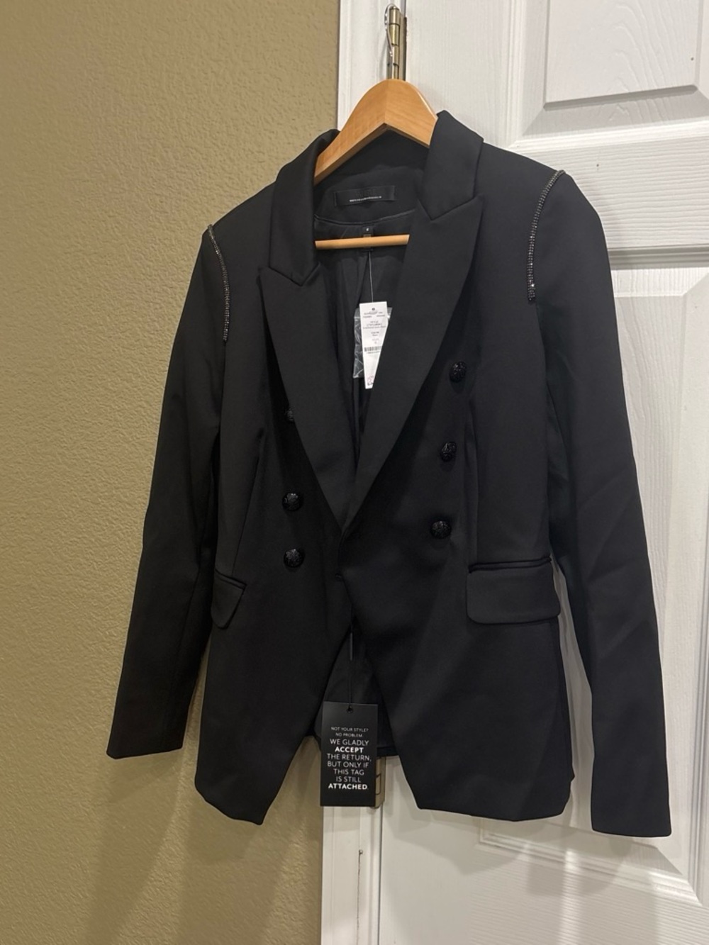 White House Black Market Double-Breasted Blazer Shoulder sparkle detail sz m